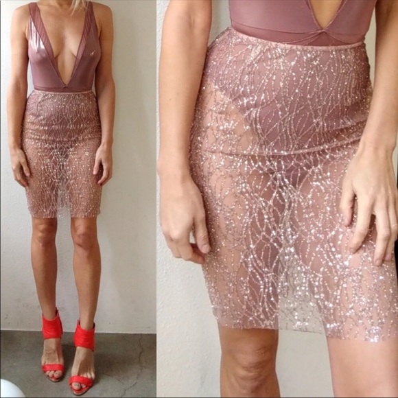 Vintage Dresses & Skirts - Pink Glitter Design Skirt